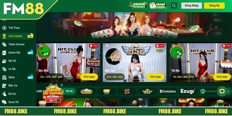 Live casino FM88 thu hút đông đảo bet thủ nhờ trải nghiệm tối ưu 