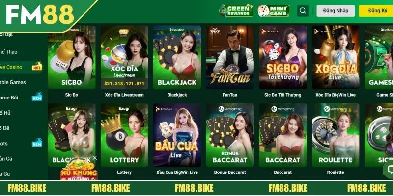 Top game nên trải nghiệm tại live casino FM88 